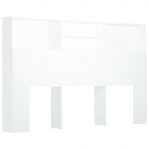 Décoshop26 Tête de lit avec rangement accessoire de lit table de chevet etagère 160 par 19 par 103,5 MDF blanc