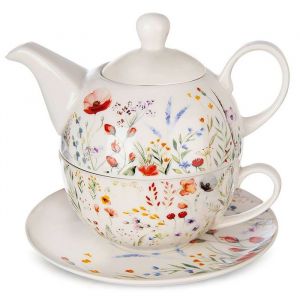 Orion Set Th&eacute;i&egrave;re et Tasse - Maki - Porcelaine Blanche - 3 Pi&egrave;ces - Compatible Lave-vaisselle