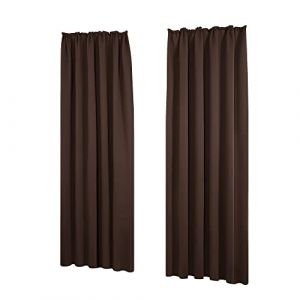 Lot de 2 Rideaux Occultants Galon Fronceur, 140x138 cm, Chocolat - Chocolat - Deconovo