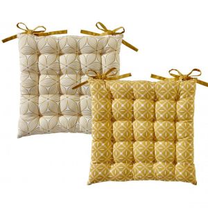 Galette de chaise jaune 40x40 en coton