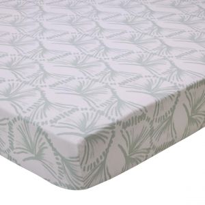 Drap housse flanelle BLEU NATURE - vert p&acirc;le