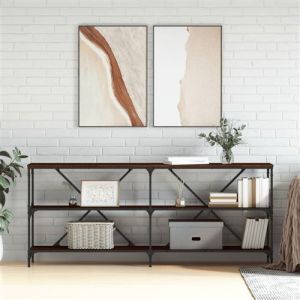 VidaXL Table Console, Bout de Canapé avec Pieds Réglables, Table d'Appoint avec Rangement Salon Entrée, Moderne, Chêne Marron Bois d'Ingénierie et Fer