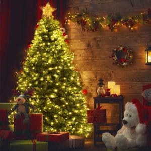Sapin de noël artificiel lumineux led lumière 4 couleurs vert 210cm