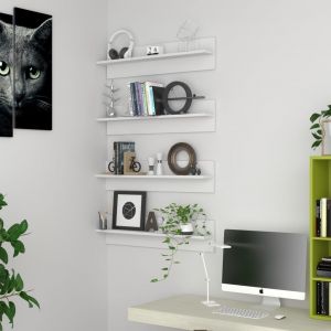 VidaXL Étagères murales 4 pcs Blanc 80x11,5x18 cm Aggloméré