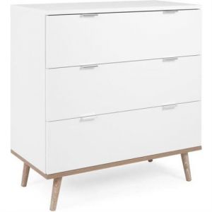 Commode Meuble Göteborg 3 tiroirs Décor chene sonoma Scandinave L 79 8 P 40 H