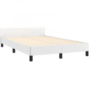VidaXL Cadre de lit avec t&ecirc;te de lit blanc 120x190 cm similicuir White