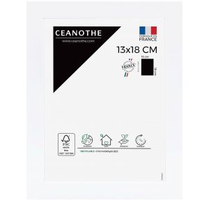 Ceanothe Cadre Photo Blanc 13x18 cm- Cadre Eternel résine recyclée et bois fsc - Cadre photo Eco-responsable 18x13 cm Blanc - Blanc