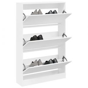 VidaXL Armoire à Chaussures, Étagère à Chaussures avec 3 Tiroirs, Meuble à Chaussures avec Rangement Entrée Couloir, Blanc Bois d'Ingénierie