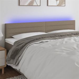 VidaXL Tête de Lit à LED Meuble de Chambre à Coucher Accessoire de Lit Double Tête de Cadre de Lit Intérieur Taupe 160x5x78/88 cm Tissu