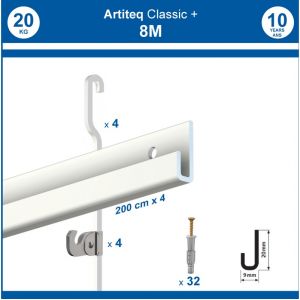 Newly Pack cimaises Gallery + 8 mètres - Blanc - 9 mm