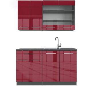 Vicco - Kitchenette "Fame-Line 140cm Bordeaux brillant/anthracite simple