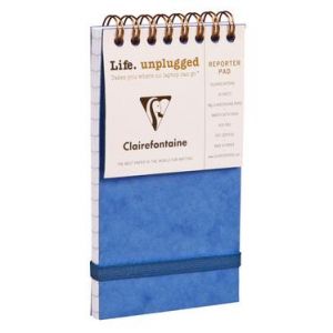 Clairefontaine 782124C - Bloc Age Bag Reporter Pad 75x130, 120p./60 feuilles 90 g/m&sup2; reliure int&eacute;grale, couv. coloris bleu, quadrill&eacute; 5x5