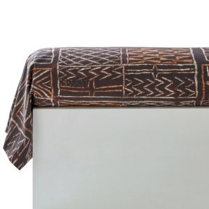 Taie de traversin imprim&eacute;e en coton marron TISSAGE
