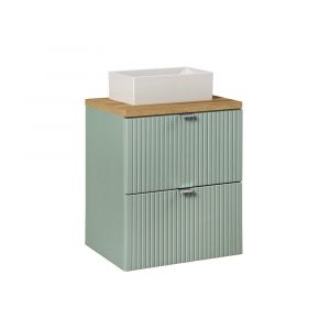 Meuble simple vasque 50cm 2 tiroirs Jade Vert et Bois