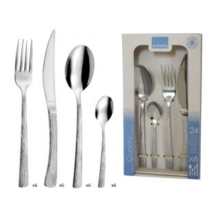 Amefa Ménagère 24 couverts de table pour 6 personnes - Illusion - Acier inoxydable 18/0, Finition Brillante - Inox