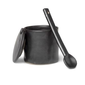 Image de Ferm Living Pot à confiture avec cuillère Flow Noir