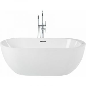 Beliani Baignoire îlot ovale 170 cm blanche NEVIS avec LED