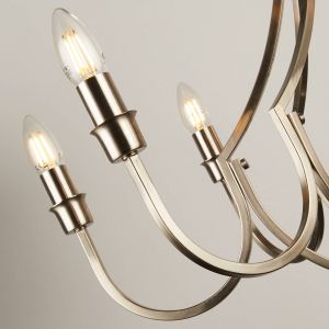 Searchlight Lodge Luminaire suspendu à 8 lumières en métal argenté satiné