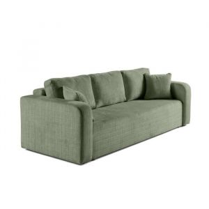 Miro - canapé droit 3 places - convertible avec coffre - en velours texturé - Vert sauge
