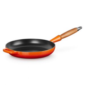 Le Creuset Poêle à frire en Fonte Émaillée avec poignée en bois, 24 cm, Volcanique, 20258240900422