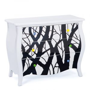 Interlink Commode 3 tiroirs bois blanc et noir Lili