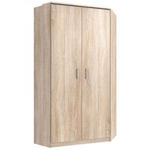 Image de Calicosy Armoire d'angle 2 portes - L95 cm - 95 cm X 95 cm X 198 cm Chêne