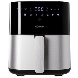 Bomann Friteuse à air chaud 5L, 8 programmes automatiques avec réglage individuel de la durée et de la température, Ecran LED, 5L, FR6069HCB, Noir/Inox