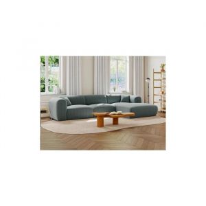 Grand Canap&eacute; d'angle droit en tissu textur&eacute; bleu POGNI de Maison C&eacute;phy