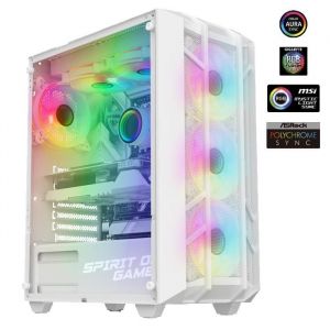 Spirit of Gamer Bo&icirc;tier PC - REBEL NX ARTIC - Blanc - 4 Ventilateurs ARGB - Compatible ATX