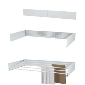 KROMS Etendoir Mural Full Color Blanc 80cm - Longueur de S&eacute;chage de 4 M&egrave;tres - Inclus. Gabarit de Percage - Etendoir Mural Rabattable - Etendoir Linge Interieur Pliable - Sechoir a Linge Pliable
