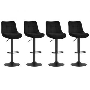 Tabourets de bar - VASAGLE - Lot de 4 - Velours - Pivotant - Réglable - Noir dencre