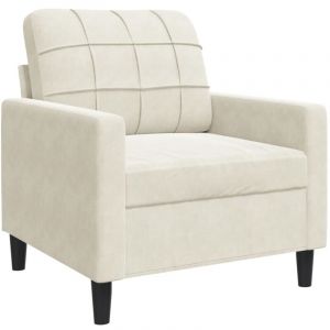 VidaXL Fauteuil Crème 60 cm Velours, fauteuil, canapé confortable, siège de canapé, canapé, fauteuil de club, fauteuil tv, canapé de relaxation