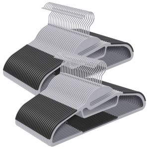 Songmics Lot de 50 cintre en plastique ouverture en forme de u antiglisse gris