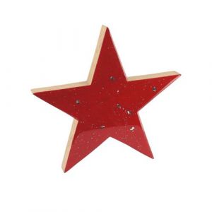 Déco bois étoile paillettes 10.5x10.5x1.5cm rouge - générique 97275