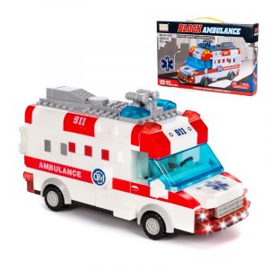 Dam Ambulance avec lumi&egrave;res et effets sonores. &Agrave; construire, 48 pi&egrave;ces.