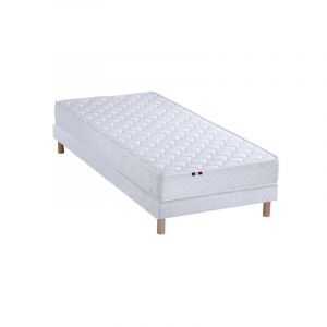 Ensemble Matelas Ressorts Fermes biconiques SPECTRE + Sommier Made in France Dimensions 90 x 190 cm, Sommier Blanc