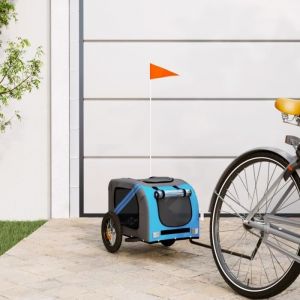 VidaXL Remorque de vélo pour chien bleu et gris tissu oxford et fer 93869