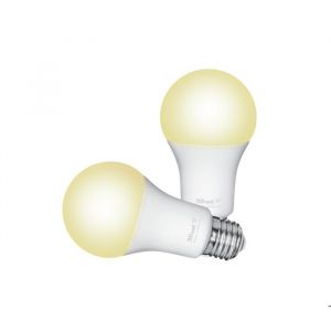 Trust Smart Home Trust WiFi E27 Ampoule Connectée, Compatible avec Alexa et Google Home, Ampoule Dimmable E27, Sans Hub, 2.4GHz Lampe LED, Ampoule WiFi, Lumière Blanche Chaude à Froide – Lot de 2