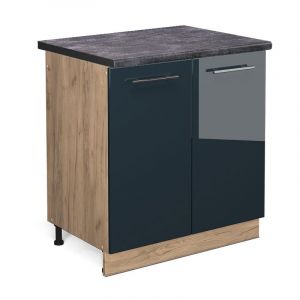 Meuble Bas Sous-Évier Fame-Line, 80 Cm, Pt Anthracite, Bleu Foncé Brillant, Vicco