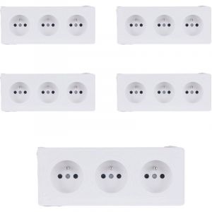Zenitech Lot de 5 prises triples 16A en saillie - Blanc - Vulco