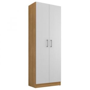 Armoire 2 Portes Ch&ecirc;ne et Blanc 5 Niches L 61 H 170.6 P 35.3 cm