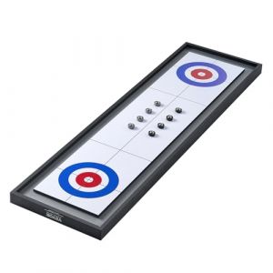 VEVOR Jeu de Shuffleboard et Curling 2-en-1, Jeu de Palets Portable 114 x31,5 cm, Billard Hollandais Panneau en MDF Double-Face avec 8 Palets Roulants, Jeu de Galets pour Famille Amis Soirée Maison