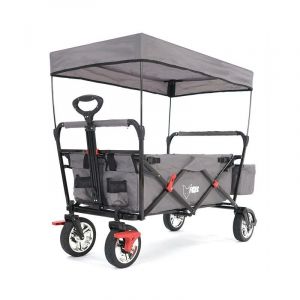 Fuxtec Chariot City Cruiser Gris, L'Original, Collection Family Fux, Chariot de Jardin Pliable pour Enfants, Transport, Plage, Ville, Forêt, à Tirer ou à Pousser, Capacité De Charge 75 kg