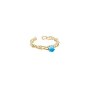 Image de Bague ajustable pierres naturelles Turquoise raffinée dorée à l'or fin 24K TORSADÉE