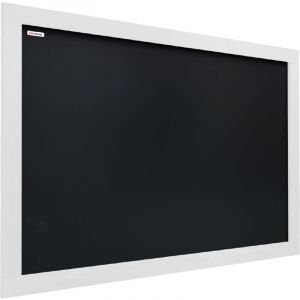 ALLboards Tableau à Craie Noir avec Cadre en Bois Blanc 90x60cm, Tableau pour Ecrire