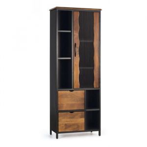 Vitrine en bois manguier et métal