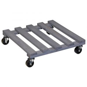 Wagner Chariot de Plantes PALETTI 38 x 38 x 9,5 cm | pour l'intérieur + l'extérieur | Support Roulant en Bois Massif certifié FSC, Anthracite | Capacité de Charge 120 kg | Made in EU - 20042201