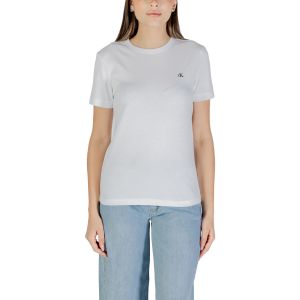 Calvin Klein T-Shirt Manches Courtes Femme Archive Jersey Tee avec Col Ras-du-Cou, Blanc (Brilliant White), S