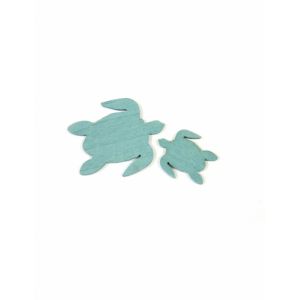 10 Confettis en bois tortues de mer bleues 5,5 et 3 cm Taille Unique