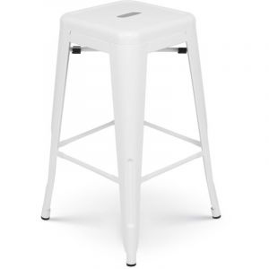 Kosmi Tabouret de bar en m&eacute;tal blanc mat style industriel - Hauteur 66 cm